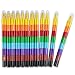 Huji Stacking Buildable 8 Colors Crayons Set, Connect Stack and Build Crayons Sideways and Up, Favorite Toys Kids Party Favors Safe Non-Toxic, Easy to Hold (Building-Blocks, 12)