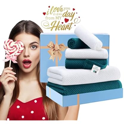 Handtücher für Badezimmer – 100 % Baumwolle, dick, weich, schnell trocknend, 6-teiliges Handtuch-Set, 2 große Badetücher 30 x 56, 2 Handtücher 18 x 28, 2 Waschlappen 13 x 13 cm, Schlafsaal-Essentials, – Bild 7