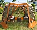 EVER ADVANCED Pop up Gazebo Tent for Backyard, 11.5 x 9.8 ft, Instant Screened Tent Screen House Canopy with Netting, Orange