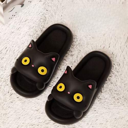Cute Cat Shower Slippers Women Men Cozy Pillow Slippers Unisex Thick Sole Indoor Outdoor Non Slip Beach Sandals3