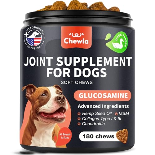 Glucosamine for Dogs - Joint Supplement for Dogs - Glucosamine Chondroitin - 180 Hip and Joint Care Mobility Chews - MSM, Turmeric - Advanced Mobility Support - Bone Health - Large and Small Breeds