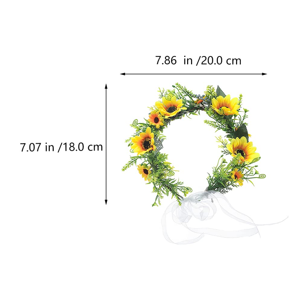 Diadema de flores con cinta de girasol, de flores, bohemia, guirnalda bohemia, halo para boda, playa nupcial