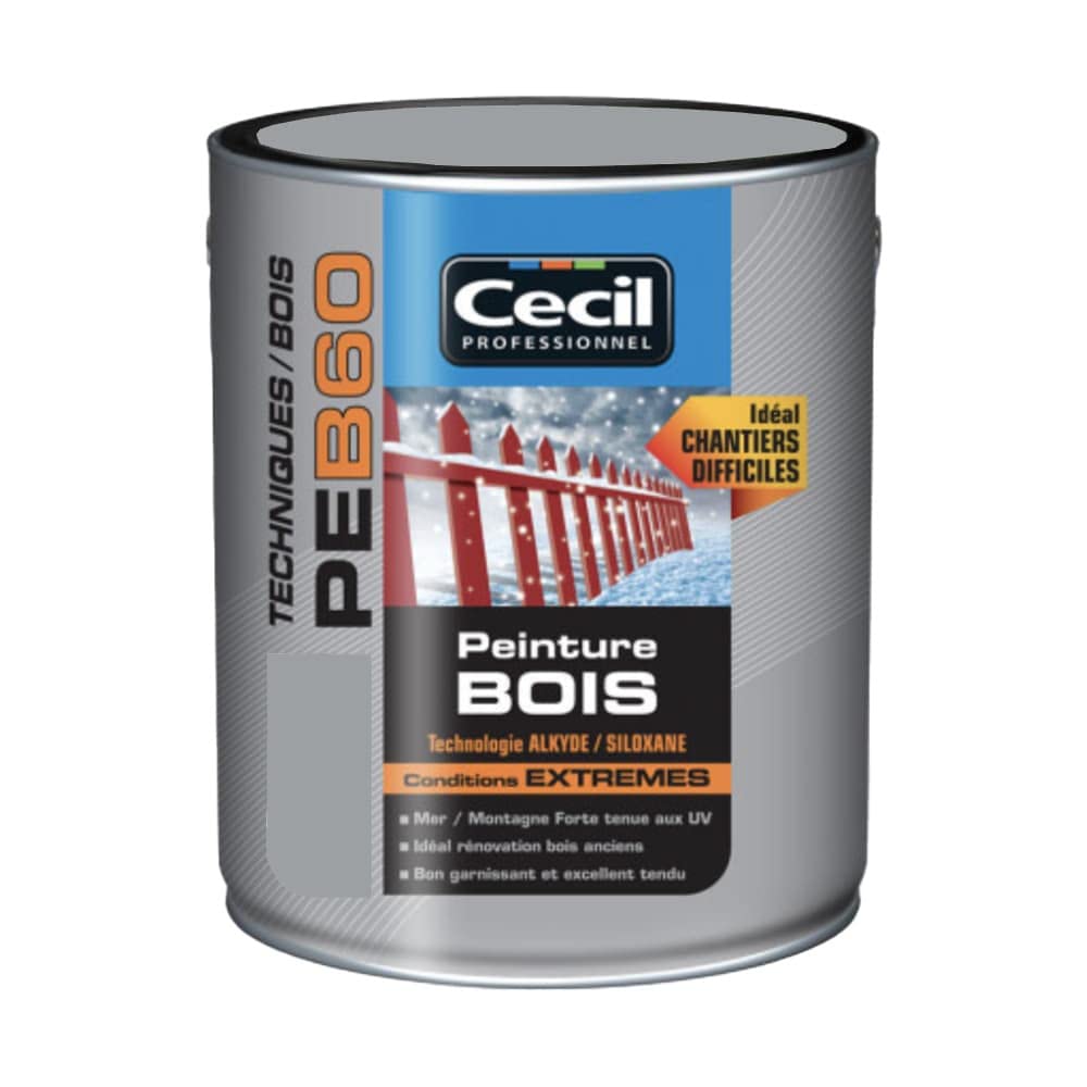 Cecil Peinture Bois PEB60 Gris galet 2,5 L