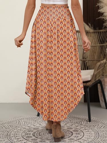 Image of ANRABESS Women's Maxi Skirts Summer Boho Floral High Waisted Flowy Swing Pleated Beach Long Skirt with Pockets