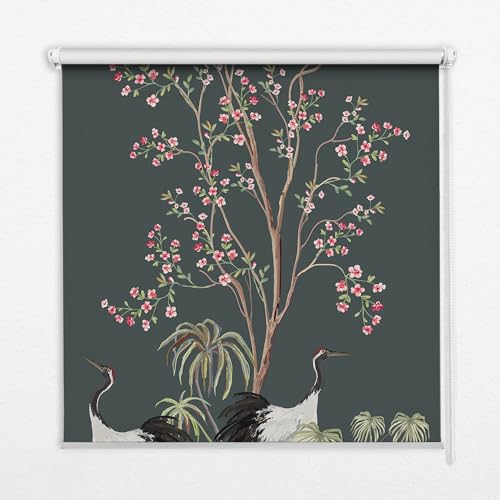 Store enrouleur perméable sans perçage protégeant l'intimité motif oiseaux 50x50cm - 2