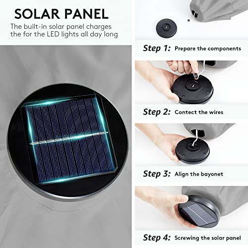 Jearey 9Ft Led Lighted Patio Umbrella, Solar Outdoor Umbrella, Tilt Table Umbrella For Pool, Deck & Yard(Light Grey) #TOP5