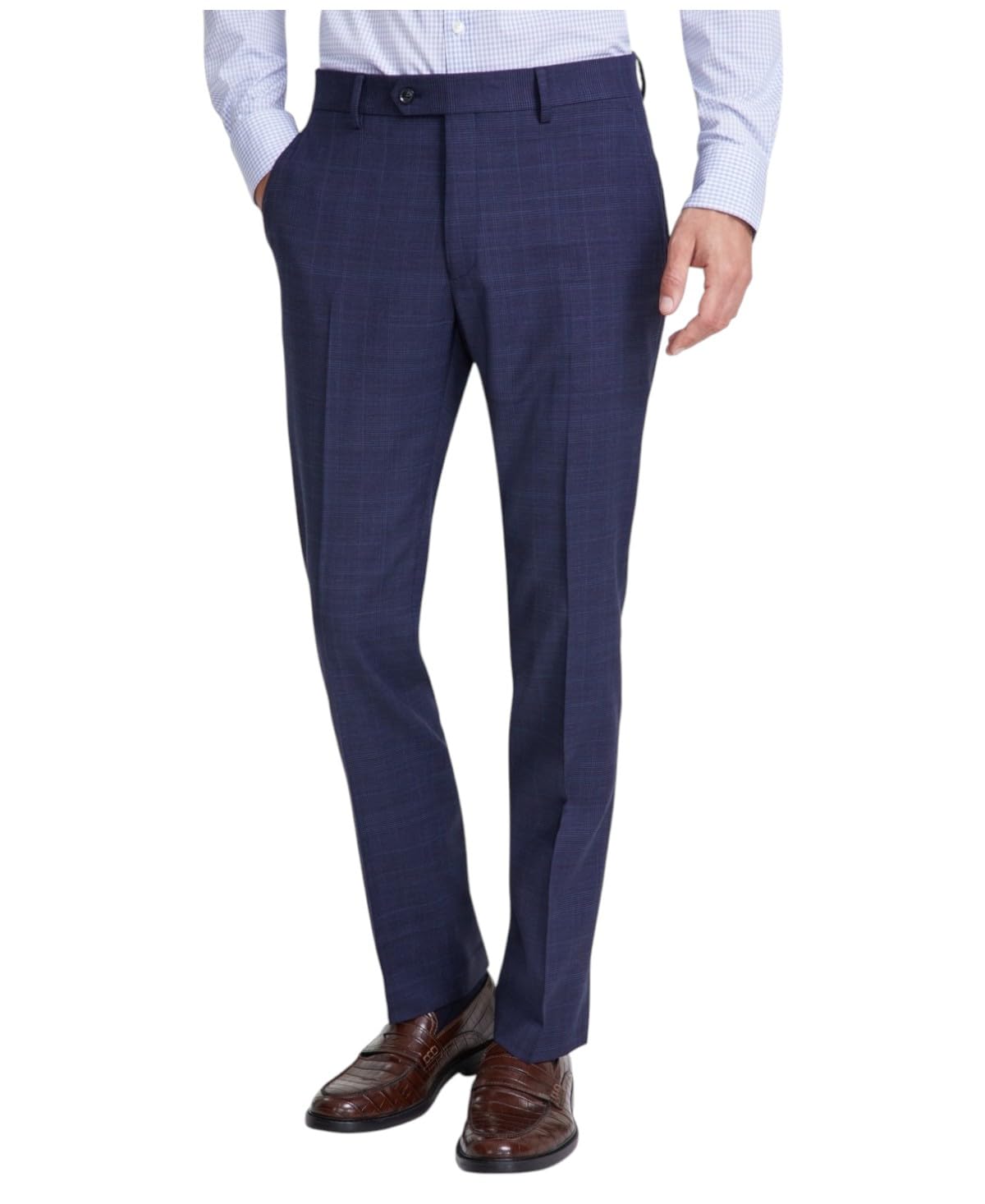 Tommy Hilfiger Mens Modern fit Dress Pants 38 34 Navy Blue Plaid Stretch