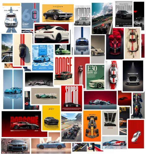 Image of Sticker Nova Pack of 57 Premium Waterproof Super-Car Stickers for Laptop and Phone Case | Aesthetic Supercar, JDM & Racing Vinyl Decals Set