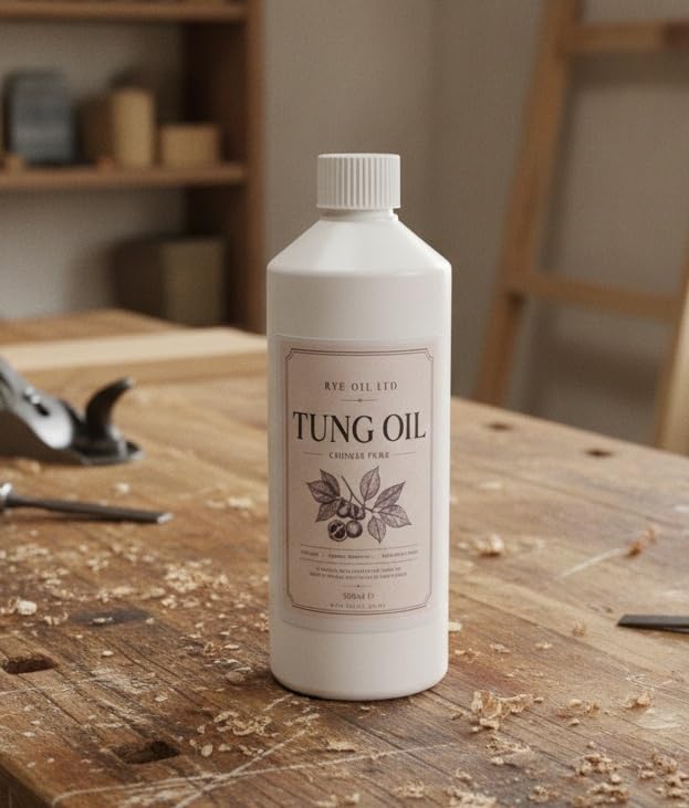 Tung Oil 500ml, Pure Natural Chinese Wood Finish, Clear Low Sheen, Water Resistant - Rye Oil Ltd