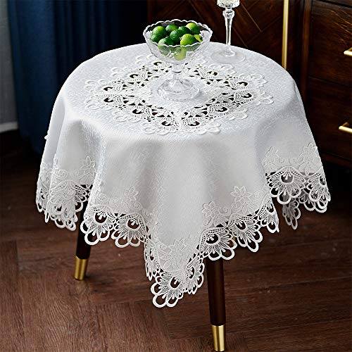 ARTABLE-Lace-Small-Table-Cloth-Fall-Christmas-Macrame-Tablecloth-Table-Topper-for-Thanksgiving-Outdoor-Farmhouse-Rustic-Kitchen-Party-Birthday-Picnic-White-43-x-43-Inch-Square ARTABLE Lace Small Table Cloth Fall Christmas Macrame Tablecloth Table Topper for Thanksgiving Outdoor Farmhouse Rustic Kitchen Party Birthday Picnic White 43 x 43 Inch Square
