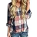 Produktbild IZHH Frauen/Damen Mode Plaid Umlegekragen Knopf Oberteile Kostüm Einfach Tops Lange Ärmel Shirt Sweater Lose Pullover Täglich Büro Party Beiläufig Tuniken Bluse Herbst Winter 2018