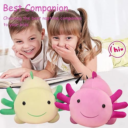 Elainren Ultra Soft Green Axolotl Stuffed Throw Pillow, Pp Cotton Salamander Plush Hugging Pillow, Big Ambystoma Creepy Amphibians Plushie Cushion Decor Gifts,23.6'' #TOP2