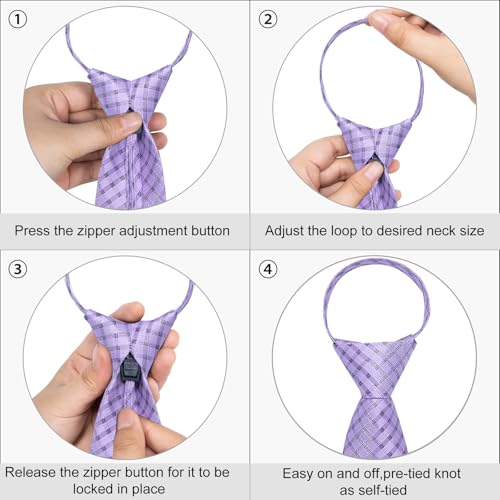 Image of DiBanGu Silk Zipper Ties for Men, Formal Pre-tied Necktie | Adjustable Tie,6PCS,Various Design Styles,Jacquard Woven,Skin-friendly,Practical Gift,Great for Wedding Party,Business Formal