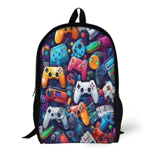 Sac à dos école manettes de jeu imprimé 3D cartable garçon collège 43cm