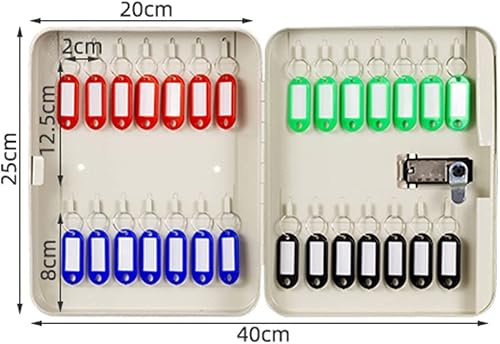 Miniatura 2 de Gabinete de llaves de acero de 28 llaves con cerradura de combinación, organizador de llaves montado en la pared con código reiniciable, caja de