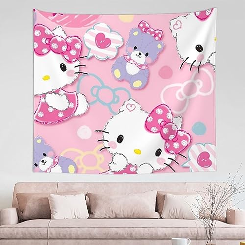 キティ タペストリーインテリア壁飾り ホーム装飾窓用壁掛け 背景飾り布間仕切り雑貨ギフト