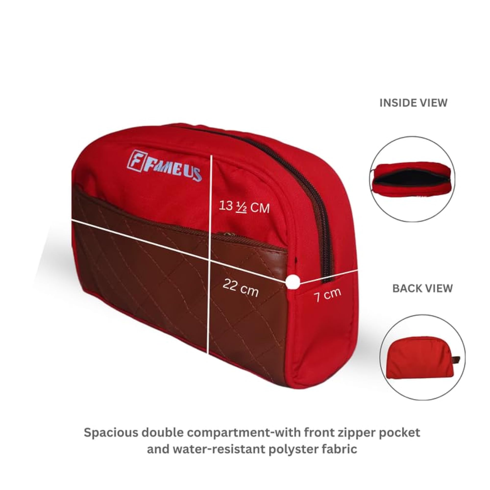 Multipurpose Faux Leather Detailing Pouch for Travel Red