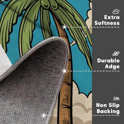 Paillasson interieur lavable antiderapant tapis de sol absorbant bleu-vert 80x120 - 5