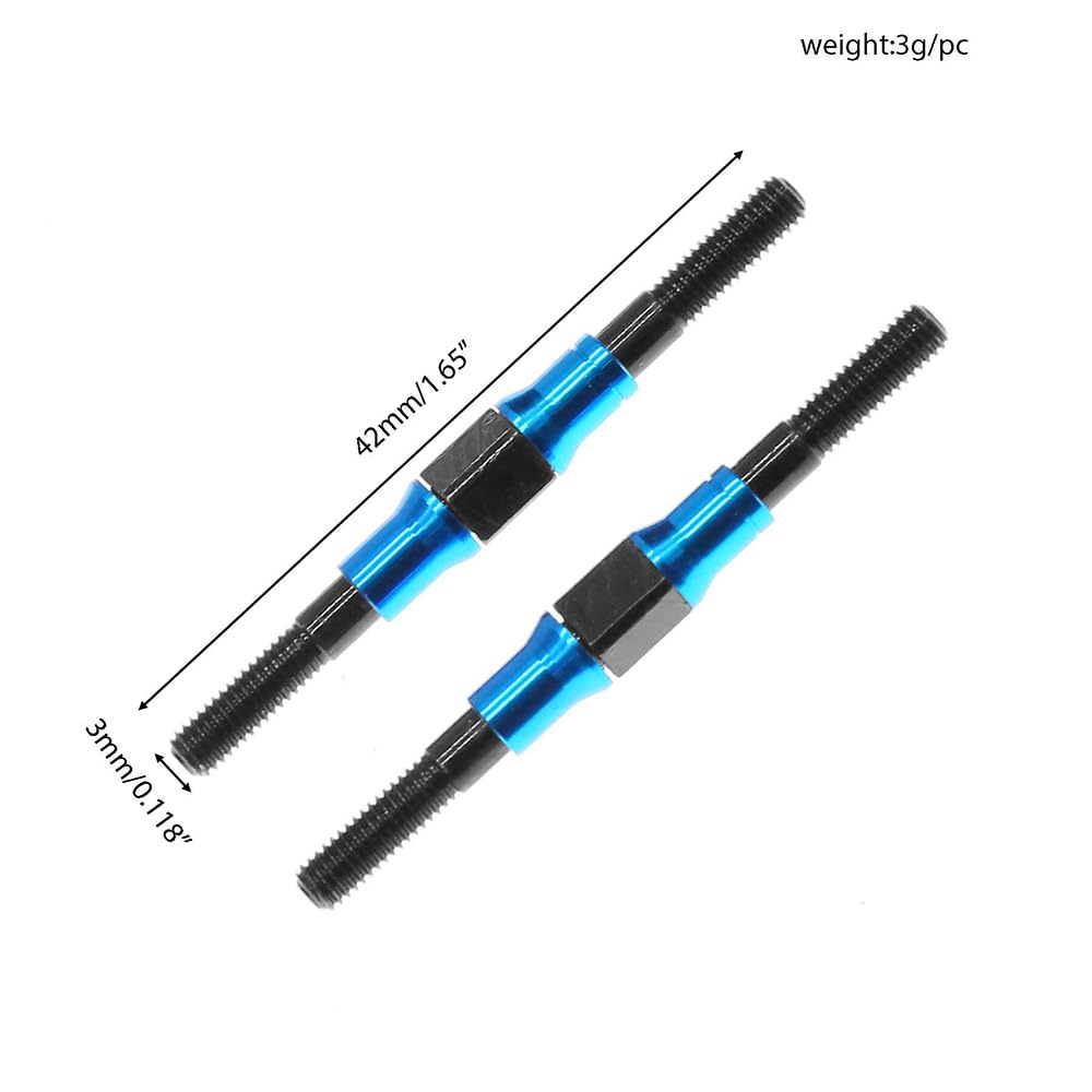 2Pcs Turnbuckle Shaft (3 * 42mm) Reinforced and Hardened Push Rod for Tamiya RC Car Replace Original Part No:53942
