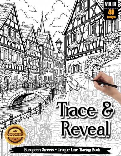 Coloria - Ink Tracing Book: Trace and Reveal | Charming European Streets, Historic & Scenic City Designs for Creative Relaxation | Reverse Coloring & ... Through Art | Unique Gift for Travel Lovers image 2