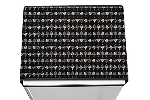 Image of Stylista Refridgerator top Cover Suitable for Samsung RR20C1823U8 /HL, 183 Liter Fridge, Dimension (WXD) 65x111 CM, Floral Pattern Black White