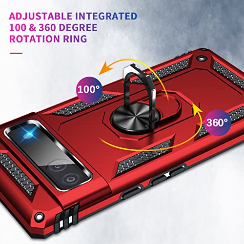 For Google Pixel 6A Case With Screen Protector, Military Grade Shockproof Heavy Duty Protective Phone Case Pass 16Ft Drop Test With Magnetic Kickstand Car Mount Holder For Google Pixel 6A 2022 Red #TOP3
