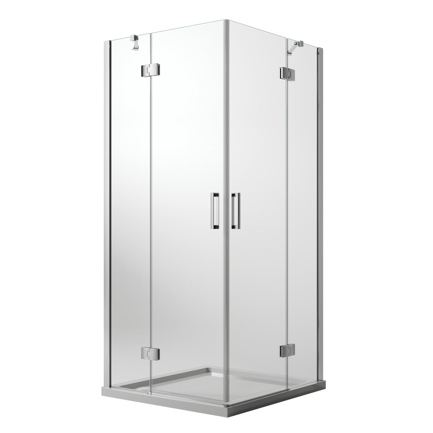 Box Doccia 80x80 CM H190 Trasparente mod. Flip Anta + Anta Ap. Battente