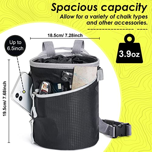 MIUONO Chalk Bag for Rock Climbing, Bouldering Bag Bucket with 2 (65g) Chalk Balls, 2 Waterproof Zipper for Gymnastics, Cross Fit, and Lifting (Large) - Thumbnail 4