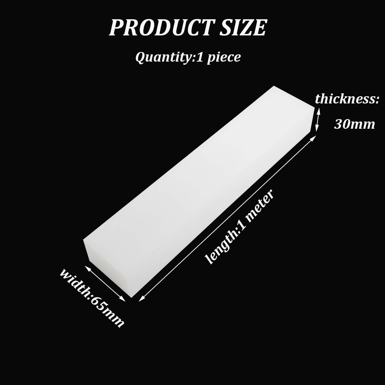 Lámina rectangular de plástico de nailon Hoja Rectangular Nylon Blanco 1m x 65mm 12-50mm