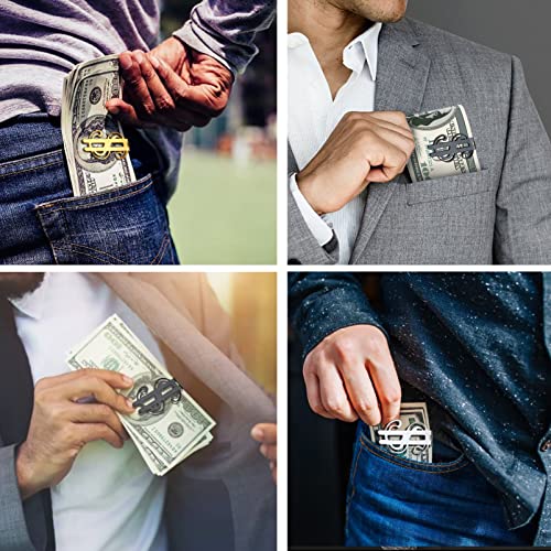 PROSTEEL Mens Minimalist Money Clip for Credit Cards, Stainless Steel Dollar Sign Money Clips Credit Card Holder Wallet2