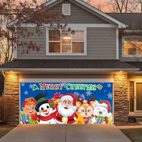 BlissfulTie Garage Door Christmas Cover 7x16FT: Garage Santa Buddy Christmas Decorations with Bar Magnets & Ropes, Holiday Garage Door Banner Decorative Xmas, Party Wall Backdrop Indoor Outdoor by BlissfulTie - Image 6