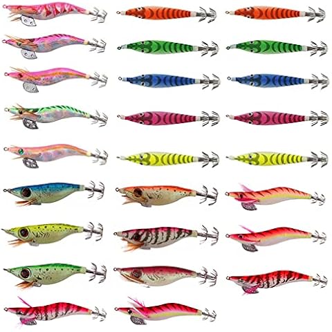 24 Pcs Glow in the Dark Saltwater Fishing Lures Squids Jigs Cuttlefish Cover