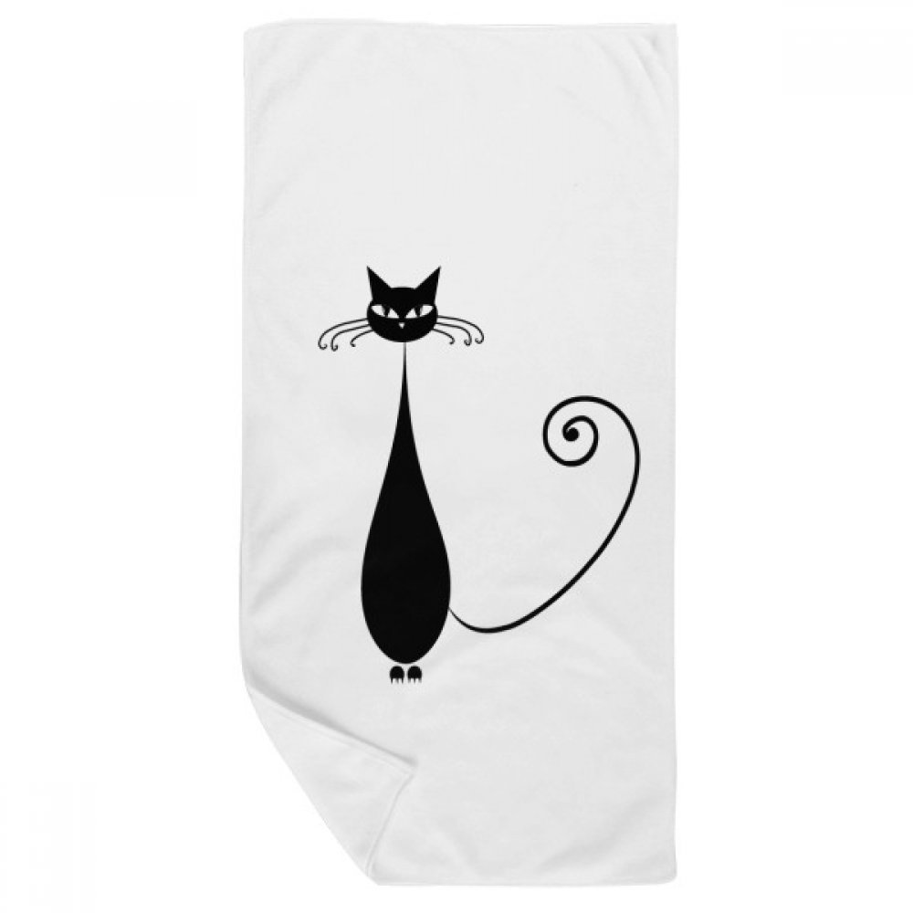 Serviette chat noir silhouette pour décorer la salle de bain et pour le sport