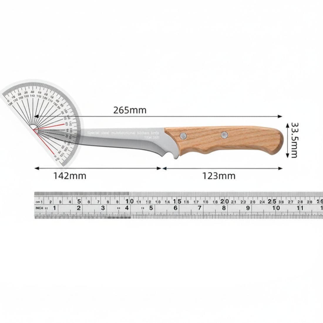 Swaman Stainless Steel Utility Knife with Wooden Handle, Sharp Long Blade for Kitchen, Meat, Vegetable & Fruit Cutting, Durable Multi-Purpose Knife for Home & Outdoor Use(Pack of 1) (43_H)