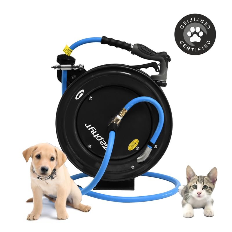 Image of Zephyr Auto-Retractable Garden Hose Reel | Heavy-Duty | Made in India | w / in x 50ft Zephyr Hose and HD Spray Gun - Black