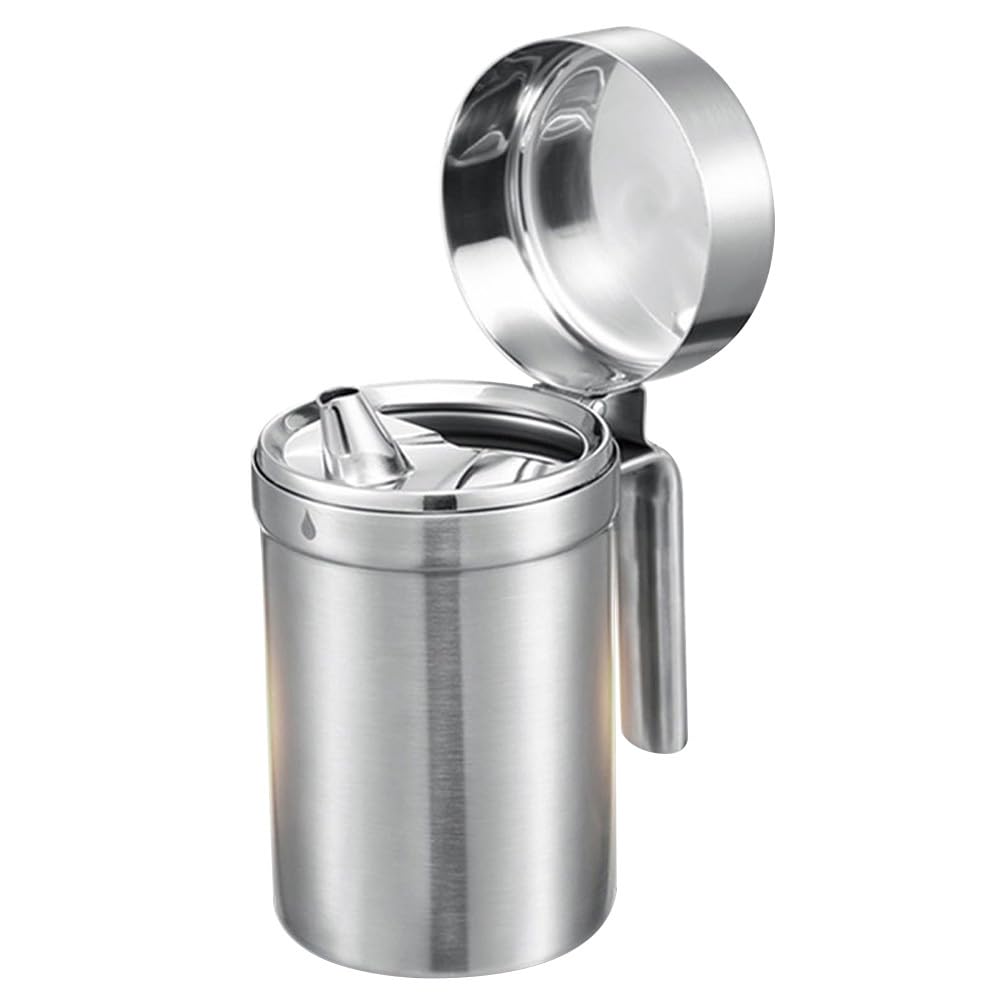 Cabilock Contenitore per Olio in Acciaio Inox 550ml con Coperchio, Dosatore per Cucina, Adatto per Condimenti Liquidi