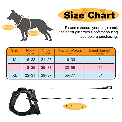 All-In-One Dog Harness With Retractable Leash, No Pull Dog Harness, Automatic Anti-Burst Impact Function And Free Hands, Adjustable Breathable Pet Harness, Easy To Control For Medium Large Dogs Black #TOP3