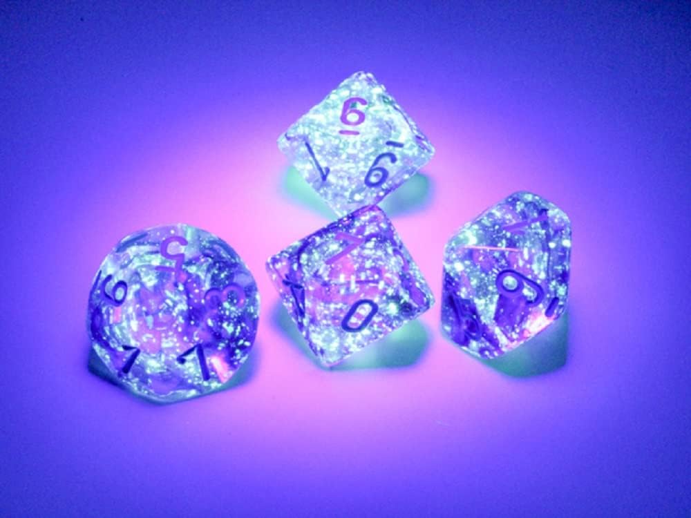 Chessex d10 Dice Set: Nebula Luminary - Nocturnal w/Blue (10)