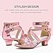 Dufannie Pink Kids Heels for Girls Pumps Sparkly Dress Shoes Flower Girl Sandals Wedding Birthday Prom Pageant Party Halloween Shoes for Big Kid High Heels Size 5 Fancy Open Toe Sandals(3405Pink 5)