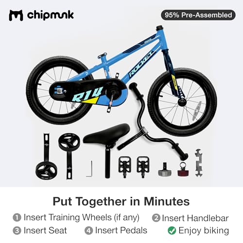 Image of Chipmunk Kids Bike 12 14 16 18 Inch Bicycle with Training Wheels Beginners Boys Girls Ages 3-10 Years Multiple Colors