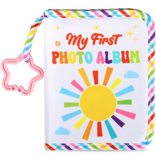 Baby's My First Family Album Soft Photo Cloth Book Colorful Sun Rainbow My First Book of Photos Baby Memory Album Gift Holds 4x6 Pictures for Babies Newborn Toddler & Kids Baby Shower