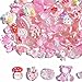 FULUSODO 60pcs Set, Pink Flat Back Bulk Mixed Resin Set Ornament Scrapbooking