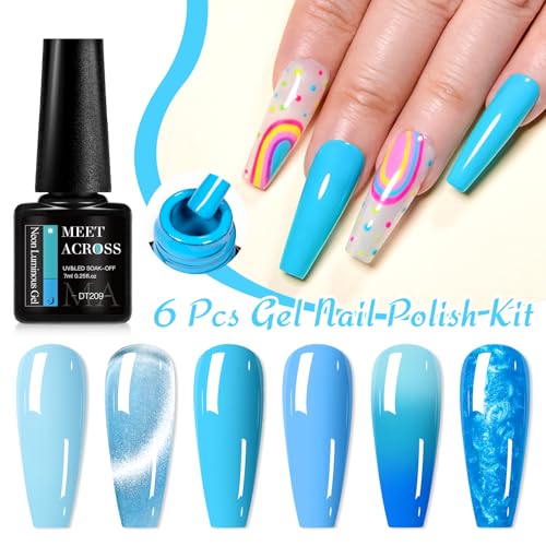 Set esmalte de uñas en gel 6 pcs colores glitter miniatura 3
