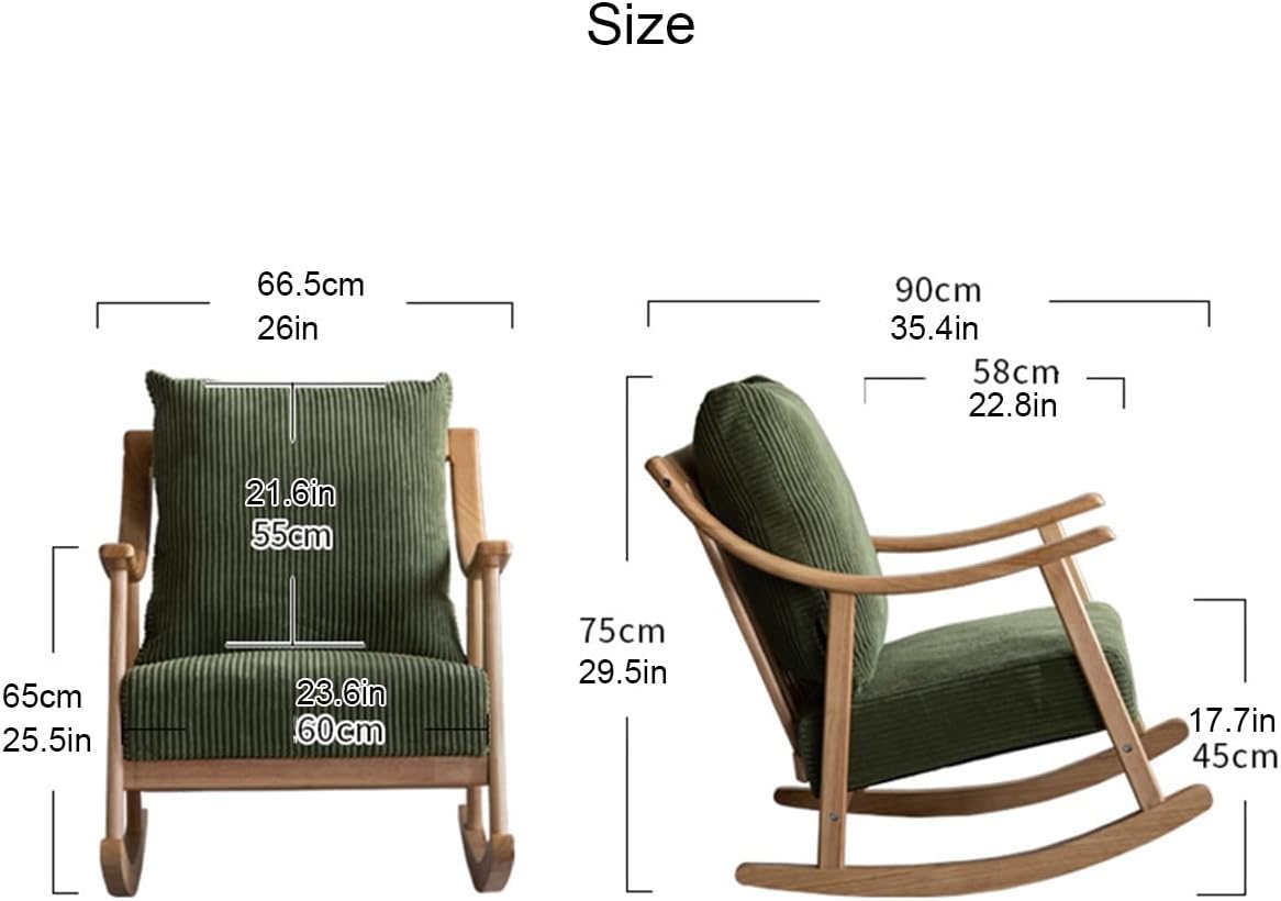 レジャーソファ ロッキングチェア アームチェア オットマン付き リビングルーム用、スポンジパッド、レトロアクセントチェア リクライニ