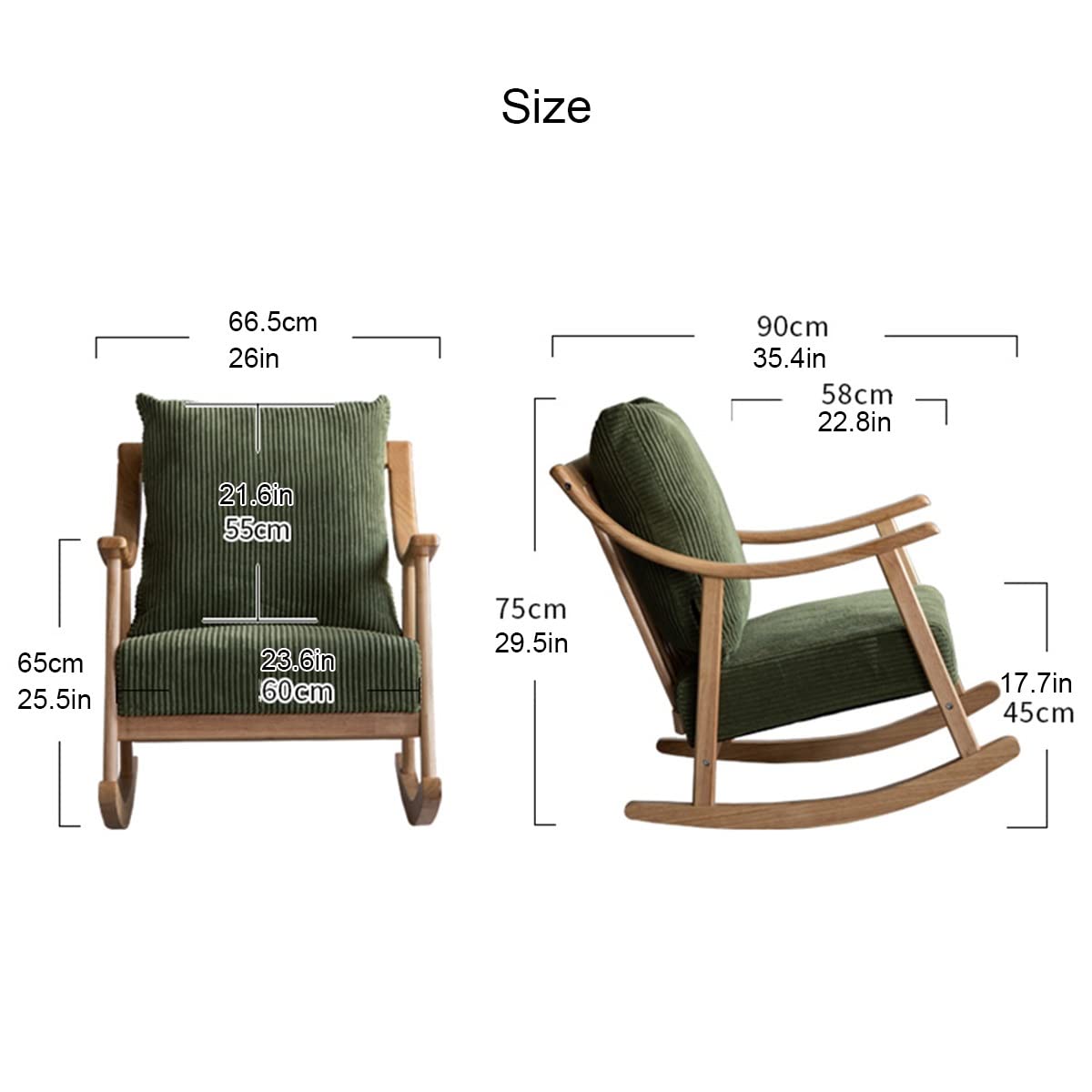 YCKEGEW Mecedora Deslizante Tapizada Mecedora para Guardería Sillón De Madera Maciza,Silla Sofá con Asiento Acolchado De Tela, Silla De Acento De Mediados De Siglo para Mamá (Color : White A)