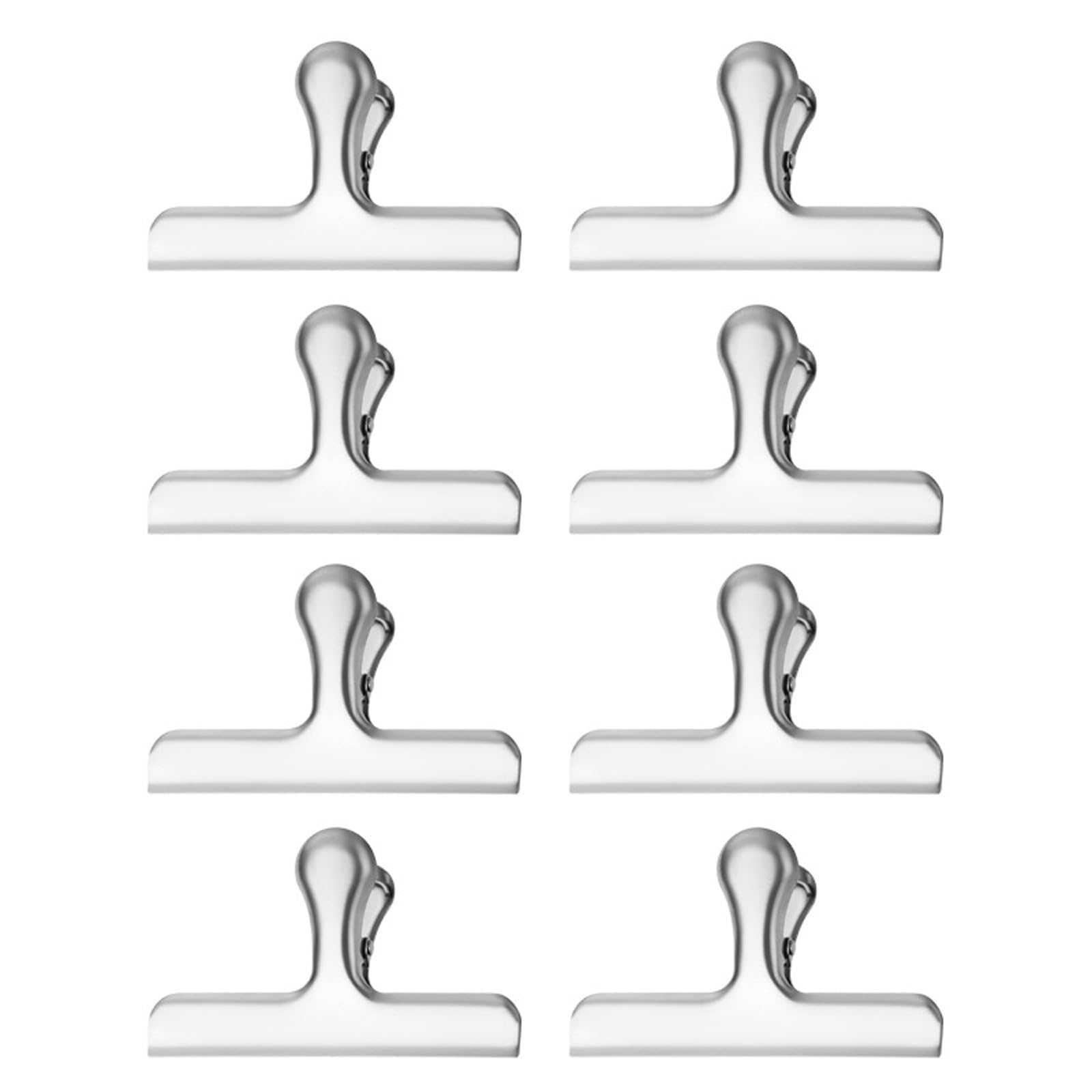 NVOQILIN 8Pcs Stainless Steel Binder Clip File Paper Clamps Metal Hinge Clip File Paper for Craft Drawing Board Food Bag Metal Sealing Clips