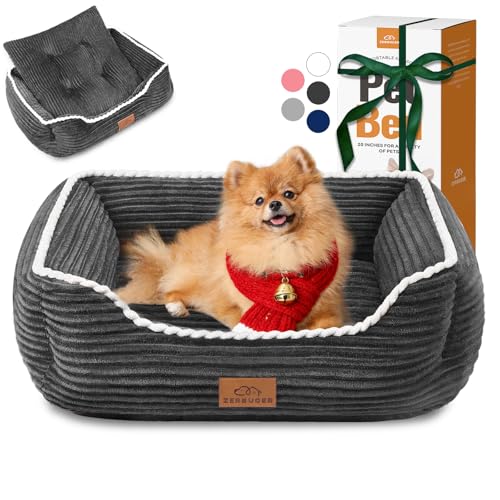 Zerbuger 25in Dark Grey Rectangle Cat Dog Bed Machine Washable Sofa