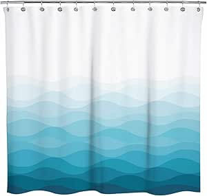 Sunlit Design Ombre Blue Horizontal Striped Shower Curtain, Abstract ...