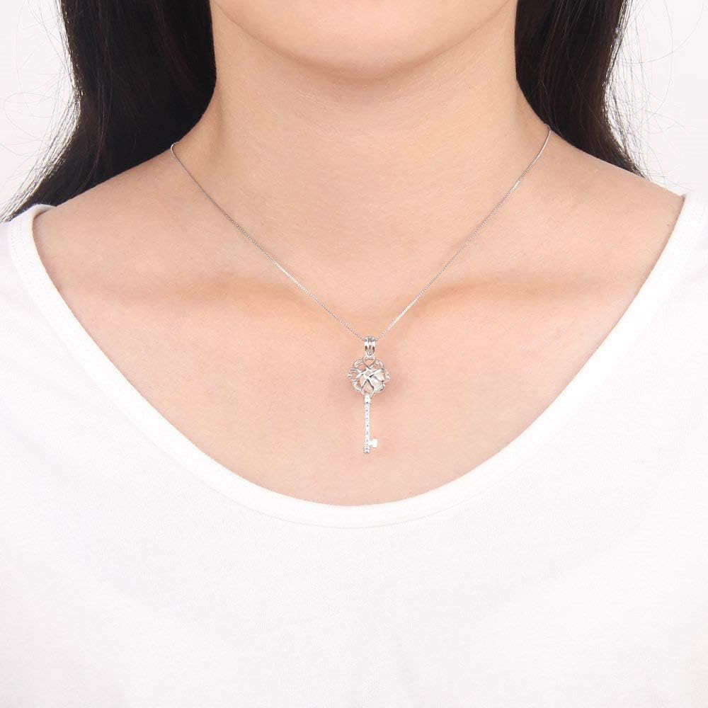 Celtic Knot Key Cage Pendants for Pearl Jewelry Making Sterling Silver, Design Cage Pendants for Women