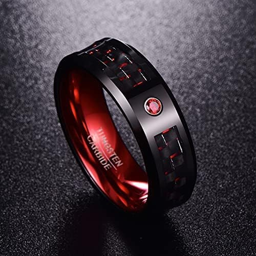 Phyonio Tungsten Ring Men 8mm Black Wedding Ring Band Engagement Ring